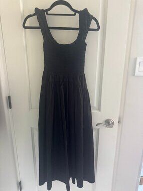 La Ligne Vivian Smocked Midi Dress Black Size XS